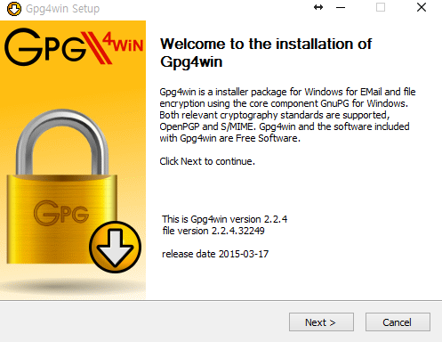 파일:GnuPG 설치 프로그램.PNG